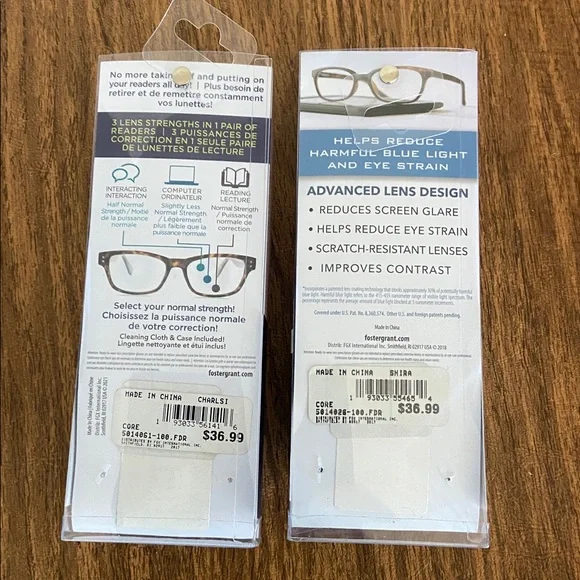 FOSTER GRANT READING GLASSES / 2 pairs +1.00 NWT - Picture 3 of 6